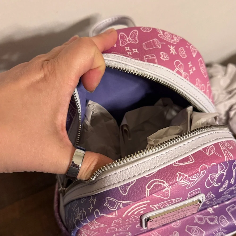Loungefly Disney Parks Pink / Purple Ombré Mini Icons Backpack - Picture 4 of 6